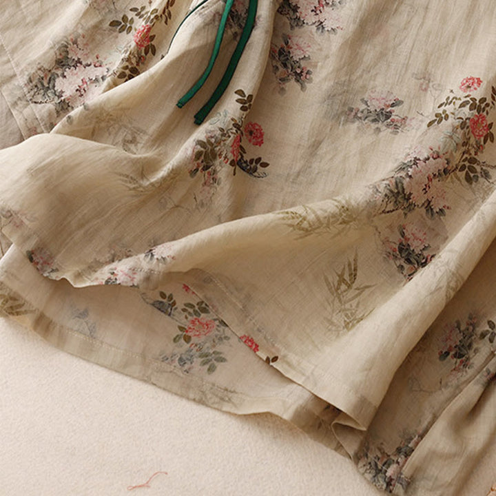 Buddha Stones Camisa de mujer con manga tres cuartos y diseño de rana con flores rojas y orquídea blanca - image 14