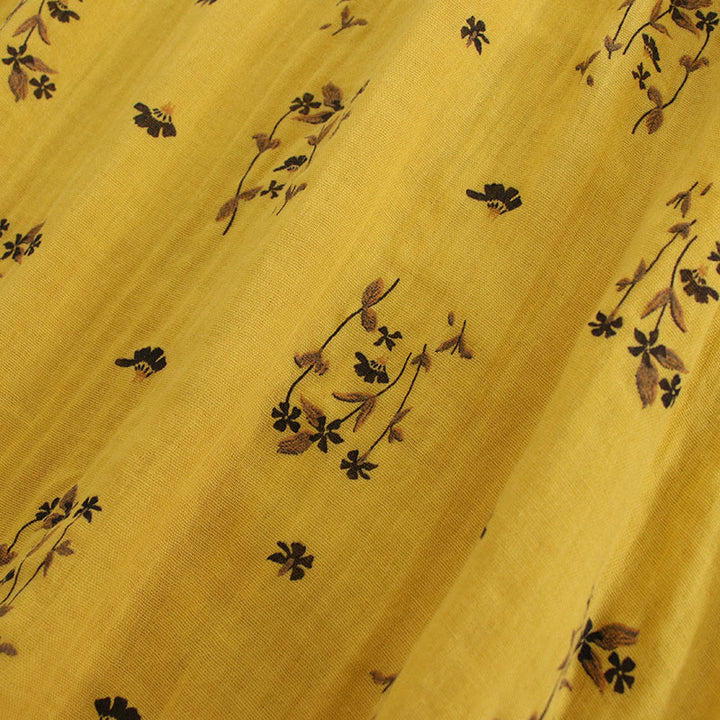 Buddha Stones Vestido midi de manga larga con cuello redondo y bolsillos, estampado floral pequeño de primavera y botones. - image 22