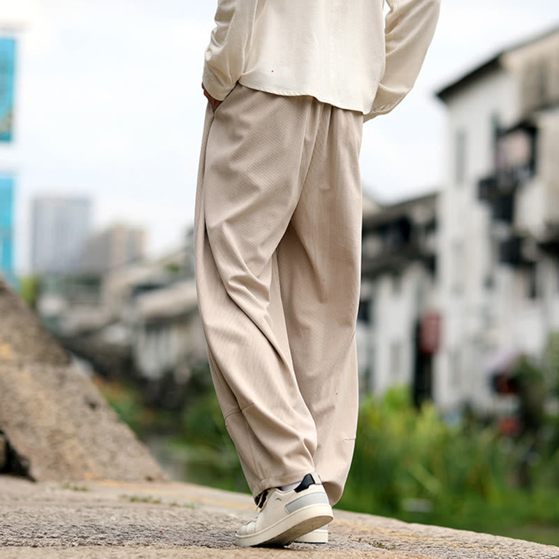 Buddha Stones Pantalones harén para hombre con cintura elástica, cordón ajustable y bolsillos - image 4