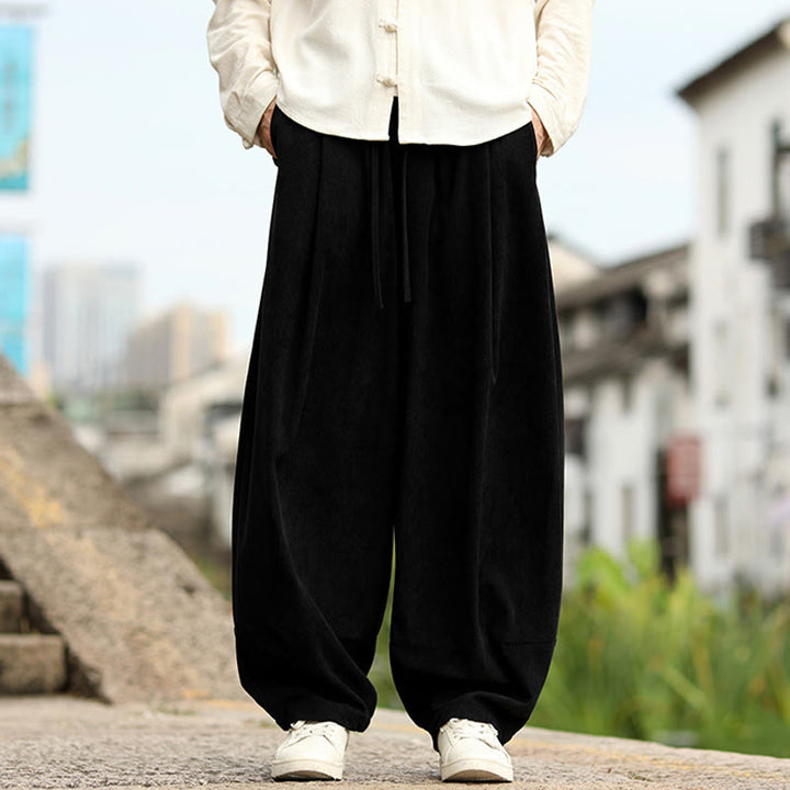 Buddha Stones Pantalones harén para hombre con cintura elástica, cordón ajustable y bolsillos - image 13
