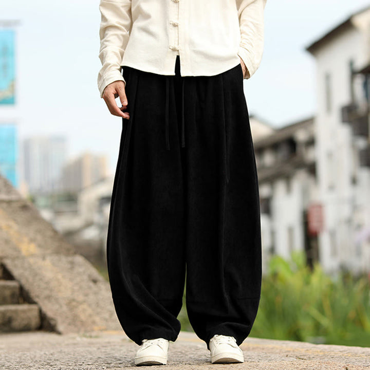 Buddha Stones Pantalones harén para hombre con cintura elástica, cordón ajustable y bolsillos - image 17