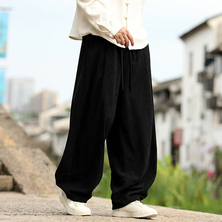 Buddha Stones Pantalones harén para hombre con cintura elástica, cordón ajustable y bolsillos - image 15