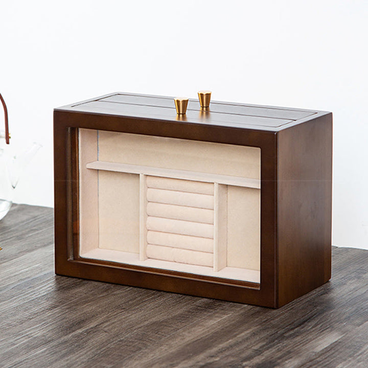 Caja de almacenamiento de joyería Retro de madera maciza con Buddha Stones, con cajón