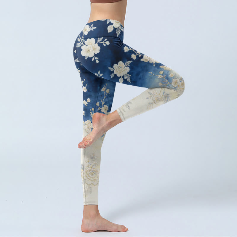 Buddha Stones Leggings de yoga para mujer con estampado floral elegante y refinado - image 3