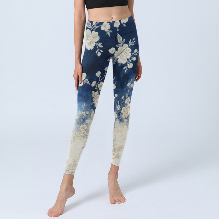 Buddha Stones Leggings de yoga para mujer con estampado floral elegante y refinado - image 5