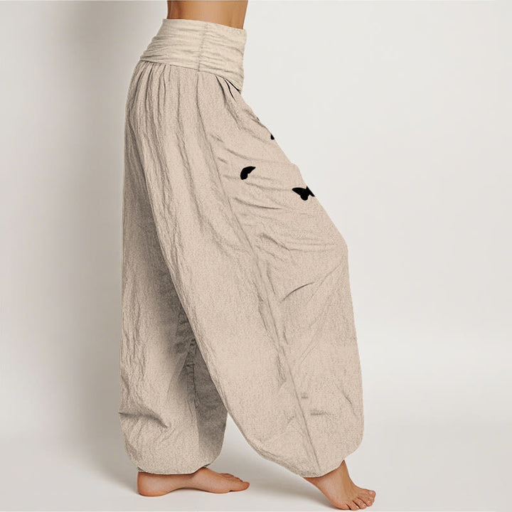Buddha Stones Pantalones harén de algodón puro con cintura elástica y estampado de mariposas y diente de león para mujer - image 13