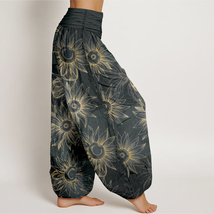 Buddha Stones Pantalones harén de algodón con estampado floral retro y cintura elástica para mujer - image 7