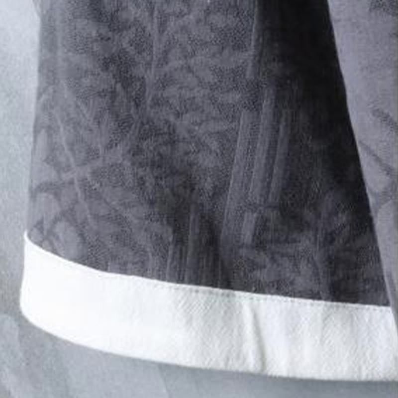 Buddha Stones Camisa de algodón para hombre de media manga con botones de rana y estampado floral de verano - image 9