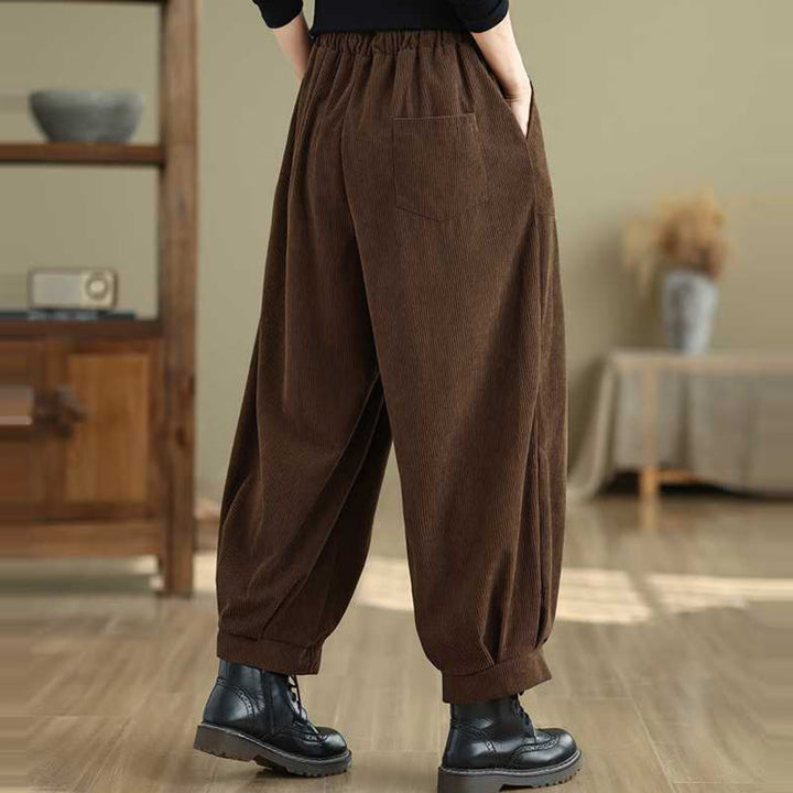 Pantalones harén de pana para mujer, de diseño sencillo, hasta los tobillos, de color liso y con bolsillos , de Buddha Stones, para invierno - image 14