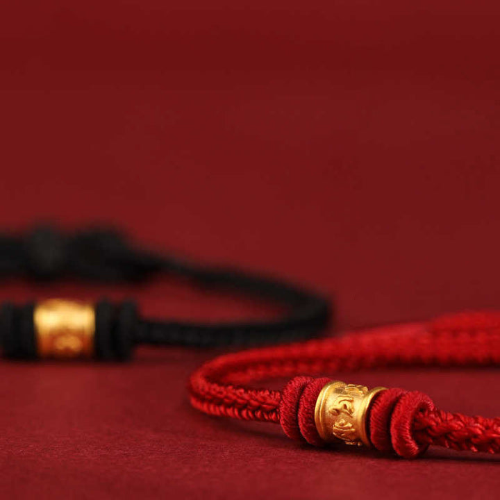 Buddha Stones Pulsera de protección de la suerte Om Mani Padme Hum de oro 999 hecha a mano del Tíbet - image 15
