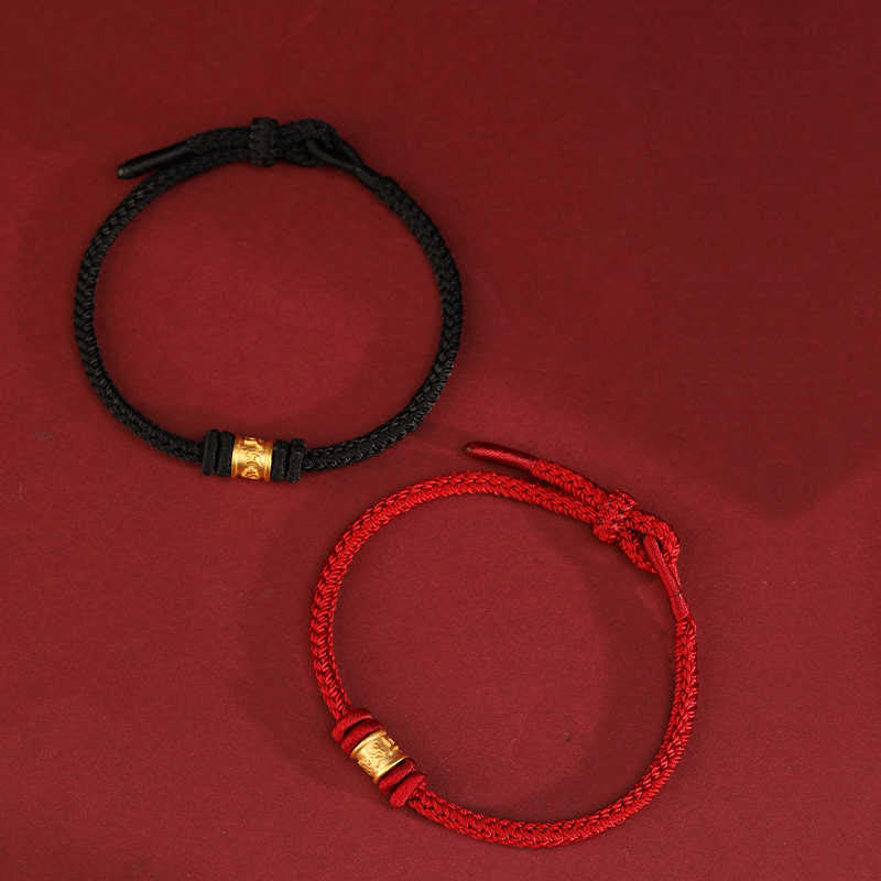 Buddha Stones Pulsera de protección de la suerte Om Mani Padme Hum de oro 999 hecha a mano del Tíbet - image 12