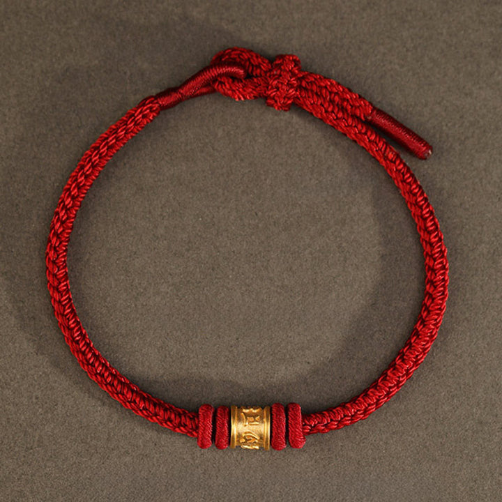 Buddha Stones Pulsera de protección de la suerte Om Mani Padme Hum de oro 999 hecha a mano del Tíbet - image 1