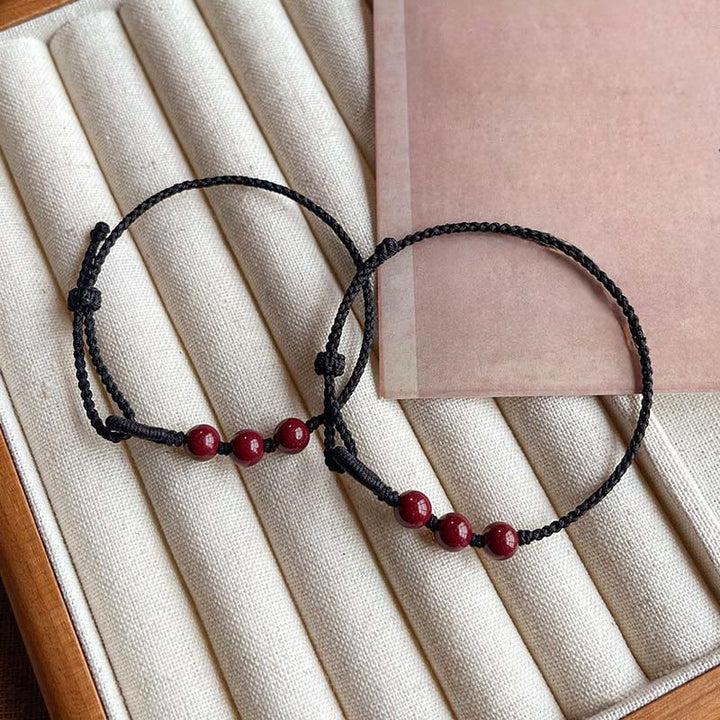 Buddha Stones Pulsera trenzada de cuentas de cinabrio con bendición de la calma hecha a mano - image 11
