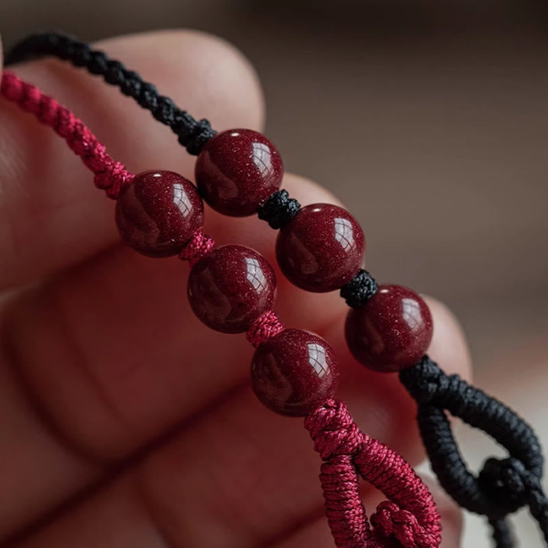 Buddha Stones Pulsera trenzada de cuentas de cinabrio con bendición de la calma hecha a mano - image 14