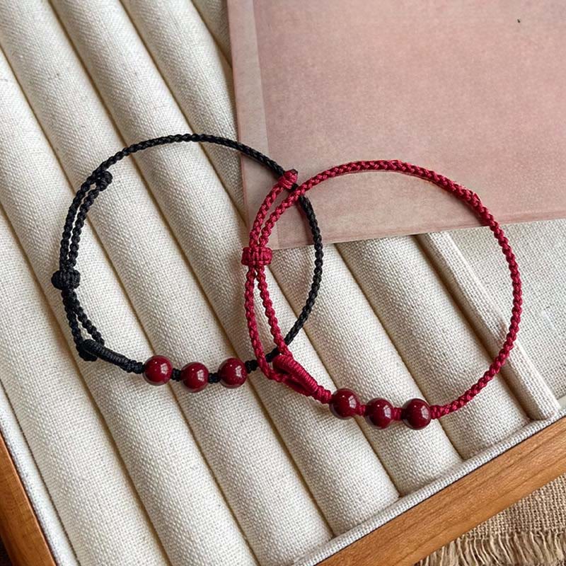 Buddha Stones Pulsera trenzada de cuentas de cinabrio con bendición de la calma hecha a mano - image 13