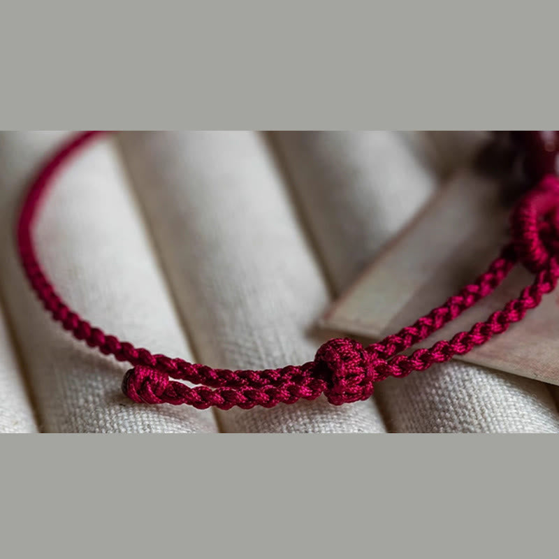 Buddha Stones Pulsera trenzada de cuentas de cinabrio con bendición de la calma hecha a mano - image 5
