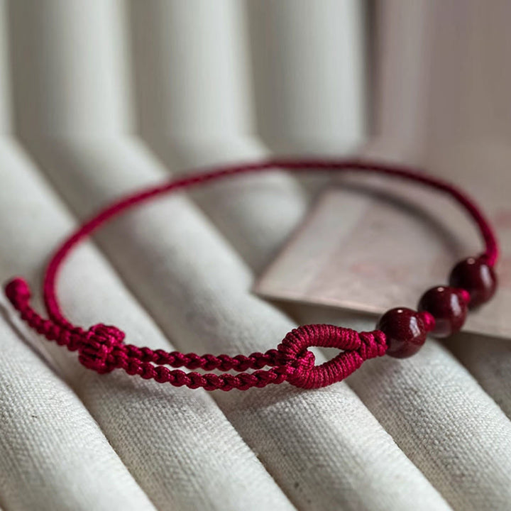 Buddha Stones Pulsera trenzada de cuentas de cinabrio con bendición de la calma hecha a mano - image 3