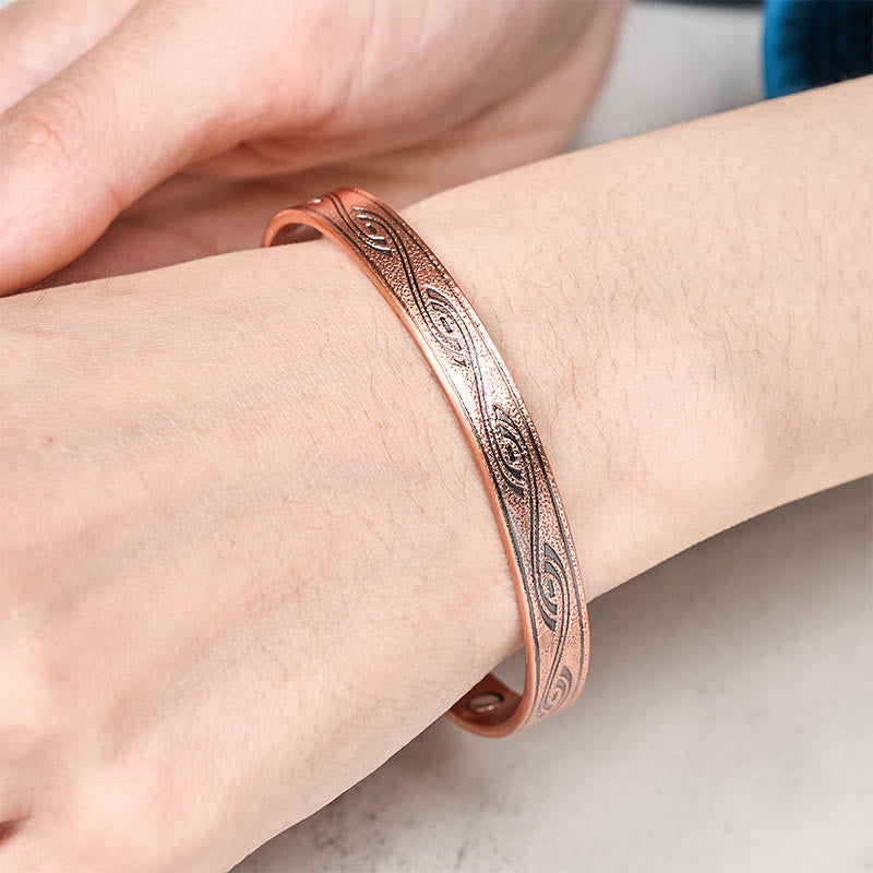 Buddha Stones Brazalete ajustable abierto con diseño en espiral de cobre - image 3