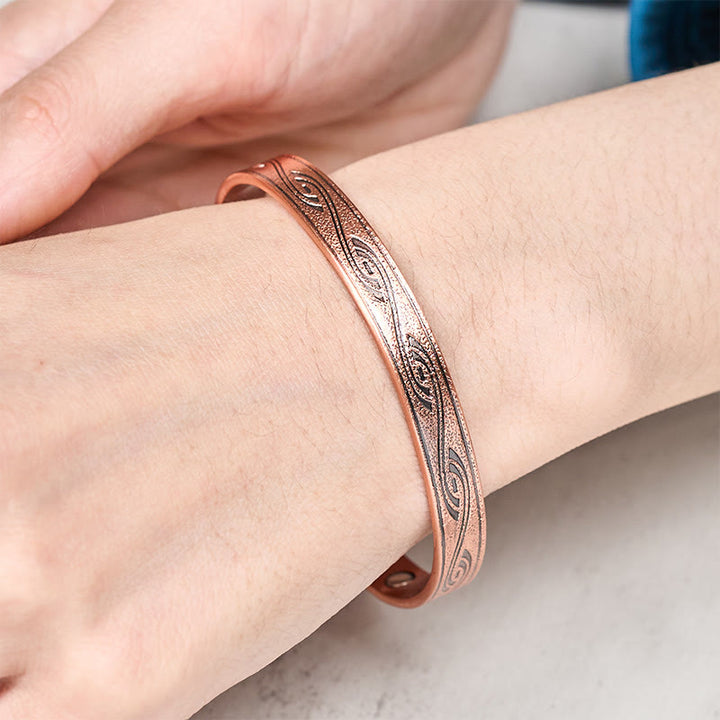 Buddha Stones Brazalete ajustable abierto con diseño en espiral de cobre - image 3