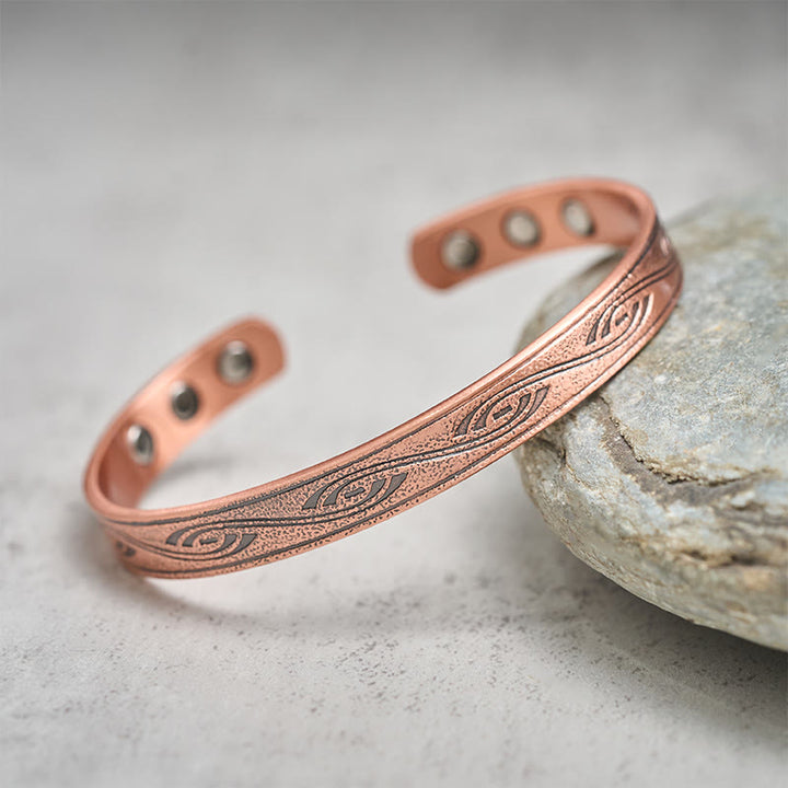 Buddha Stones Brazalete ajustable abierto con diseño en espiral de cobre - image 2