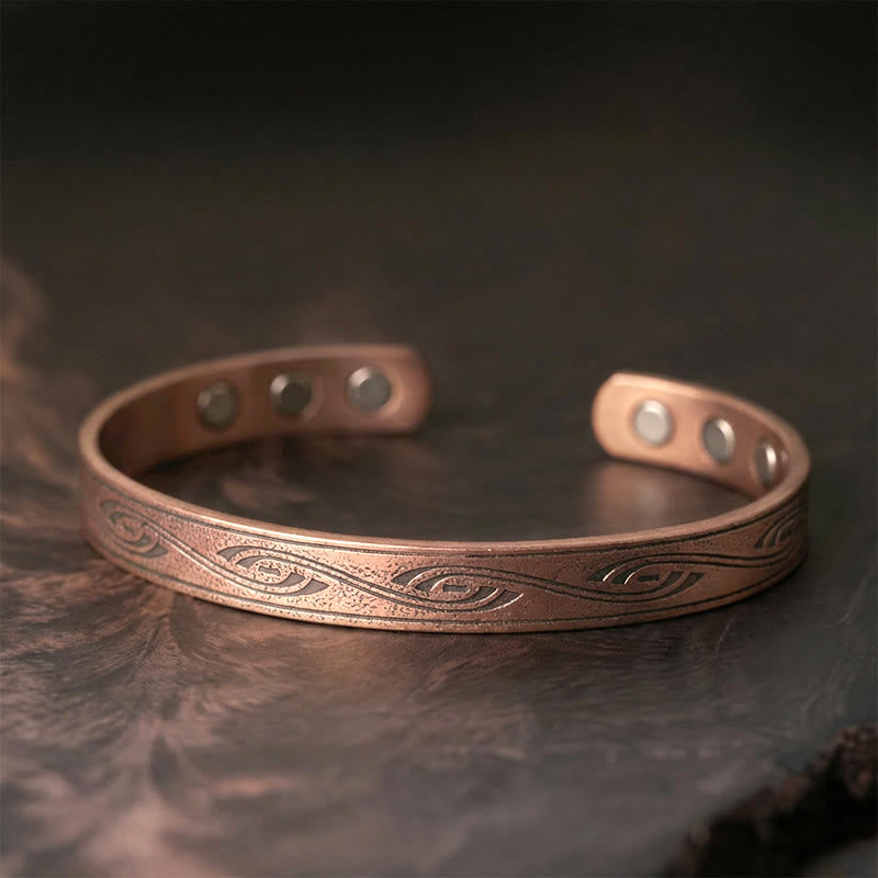Buddha Stones Brazalete ajustable abierto con diseño en espiral de cobre - Cobre (circunferencia de la muñeca: 15-18 cm) - image 0