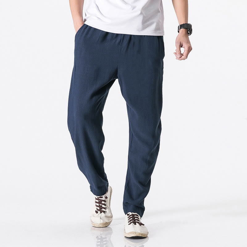 Buddha Stones Pantalones de poliéster para hombre con cintura elástica y bolsillos hasta el tobillo - Azul oscuro - US/UK/AU46, EU56 (5XL) - image 5