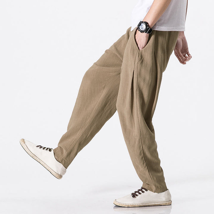 Buddha Stones Pantalones de poliéster para hombre con cintura elástica y bolsillos hasta el tobillo - BurlyWood - US/UK/AU46, EU56 (5XL) - image 6