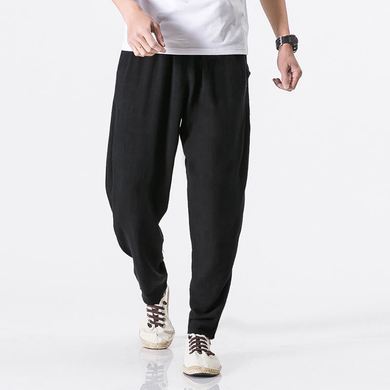 Buddha Stones Pantalones de poliéster para hombre con cintura elástica y bolsillos hasta el tobillo - Negro - US/UK/AU46, EU56 (5XL) - image 4