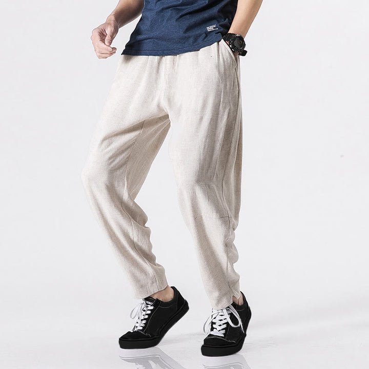Buddha Stones Pantalones de poliéster para hombre con cintura elástica y bolsillos hasta el tobillo - Blanco - US/UK/AU46, EU56 (5XL) - image 1