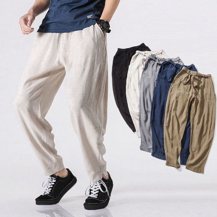 Buddha Stones Pantalones de poliéster para hombre con cintura elástica y bolsillos hasta el tobillo - image 0