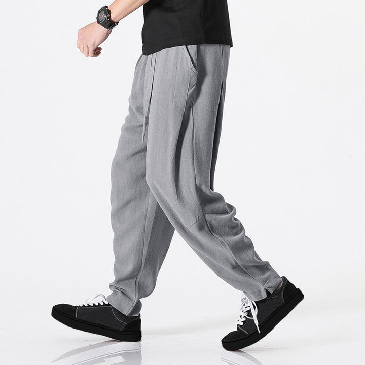 Buddha Stones Pantalones de poliéster para hombre con cintura elástica y bolsillos hasta el tobillo - Gris - US/UK/AU46, EU56 (5XL) - image 3