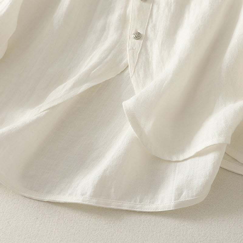 Buddha Stones Camisa de algodón de manga larga con cuello en V para mujer de primavera - image 8