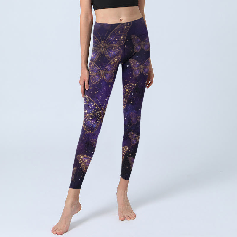 Buddha Stones Leggings de yoga para mujer con estampado de mariposas de estilo romántico - image 5