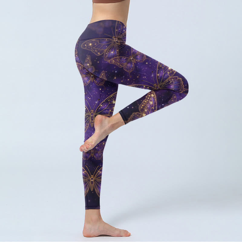Buddha Stones Leggings de yoga para mujer con estampado de mariposas de estilo romántico - image 3