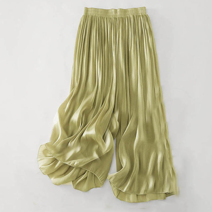 Buddha Stones Pantalones de poliéster lisos de verano para mujer - AmarilloVerde - US8-10，UK/AU12-14，EU40-42 (2XL) - image 0