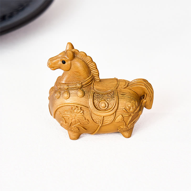 Buddha Stones Mini Año del Caballo Loto Ébano Tilo Madera Sándalo Verde Decoración 5,5*5*3,2cm - image 17