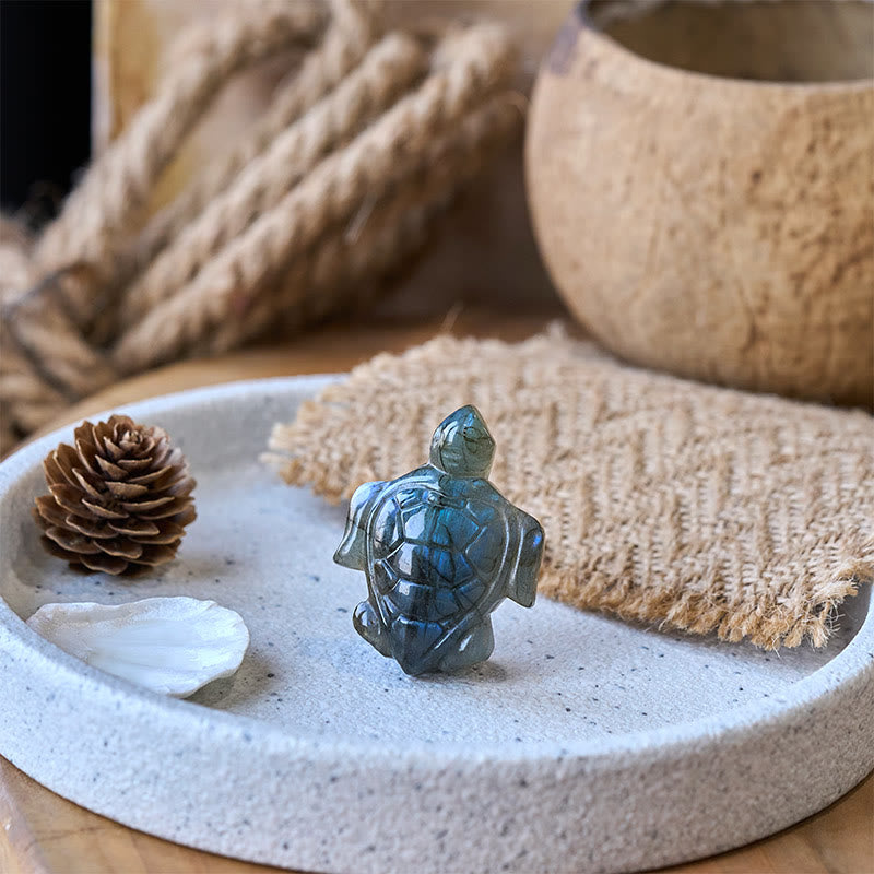 Buddha Stones Figura de tortuga de labradorita natural, estatua protectora de la sabiduría, decoración del hogar - image 5