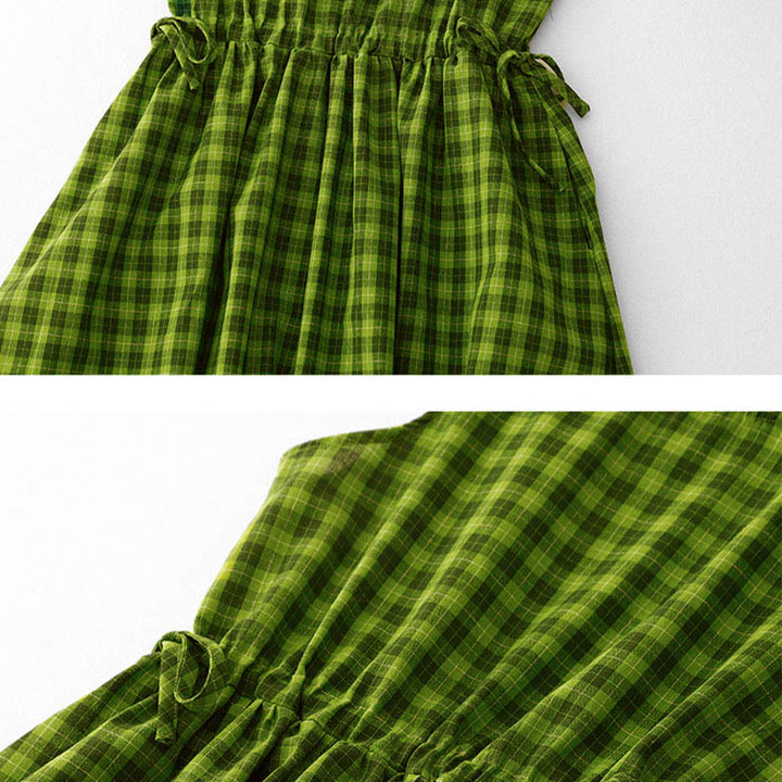 Vestido midi de verano sin mangas a cuadros con estampado de Buddha Stones y bolsillos. - image 12