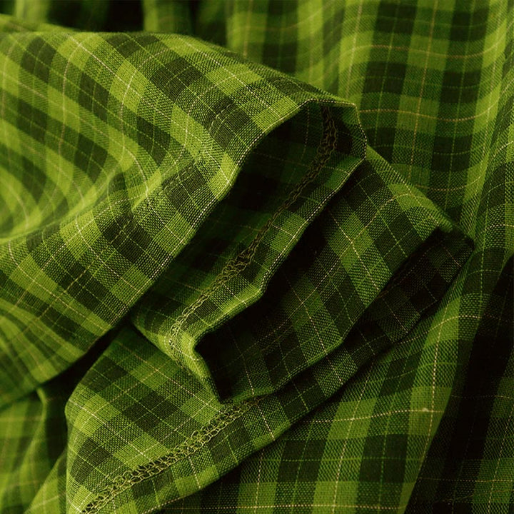 Vestido midi de verano sin mangas a cuadros con estampado de Buddha Stones y bolsillos. - image 7