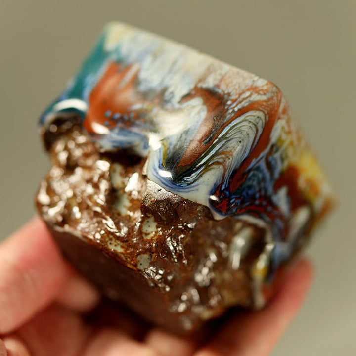 Buddha Stones Taza de té de cerámica Shino con Buda meditador de Dunhuang pintada a mano, taza de té de kung fu - image 2