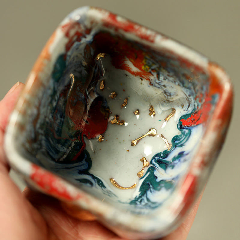 Buddha Stones Taza de té de cerámica Shino con Buda meditador de Dunhuang pintada a mano, taza de té de kung fu - image 11
