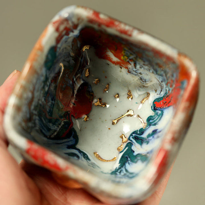 Buddha Stones Taza de té de cerámica Shino con Buda meditador de Dunhuang pintada a mano, taza de té de kung fu - image 11