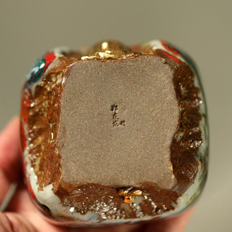 Buddha Stones Taza de té de cerámica Shino con Buda meditador de Dunhuang pintada a mano, taza de té de kung fu - image 12
