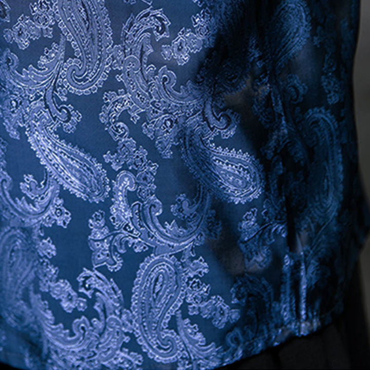 Buddha Stones Camisas de media manga con botones de rana y estampado de flores de anacardo de verano para hombre - image 38