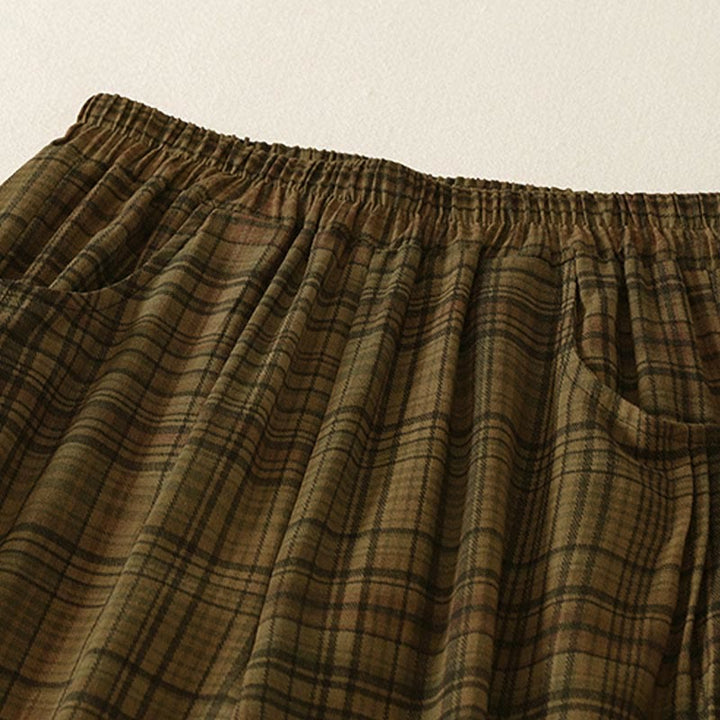 Buddha Stones Pantalones harén de mujer con diseño a cuadros de primavera, de longitud 7-8, con bolsillos - image 7