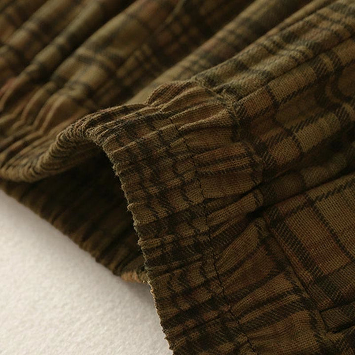 Buddha Stones Pantalones harén de mujer con diseño a cuadros de primavera, de longitud 7-8, con bolsillos - image 10