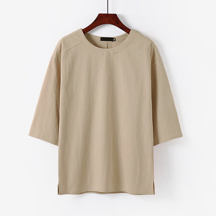 Buddha Stones Camiseta informal de verano de algodón y lino con cuello redondo y media manga para hombre - Sopa de mariscos - US/UK/AU54, EU64 (9XL) - image 0