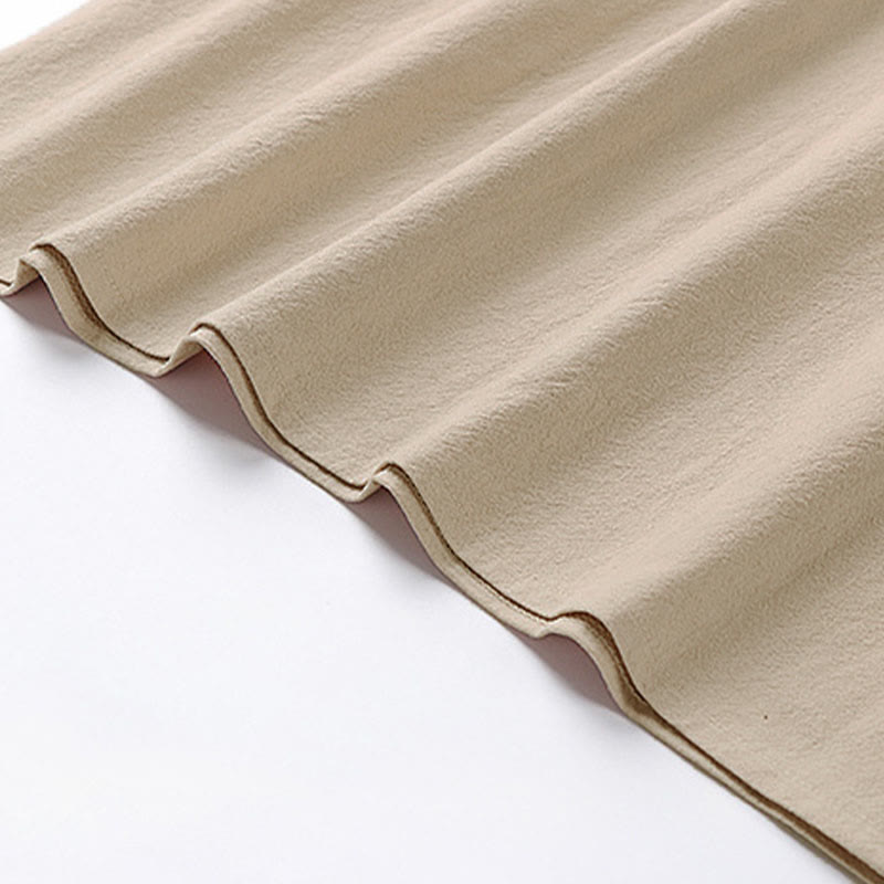 Buddha Stones Camiseta informal de verano de algodón y lino con cuello redondo y media manga para hombre - image 5