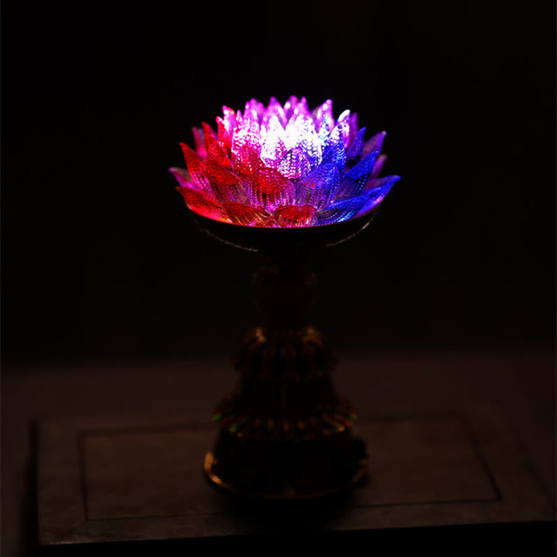 Buddha Stones Base de cristal Lotus Liuli con ocho símbolos auspiciosos para la iluminación y la decoración del hogar. - image 21