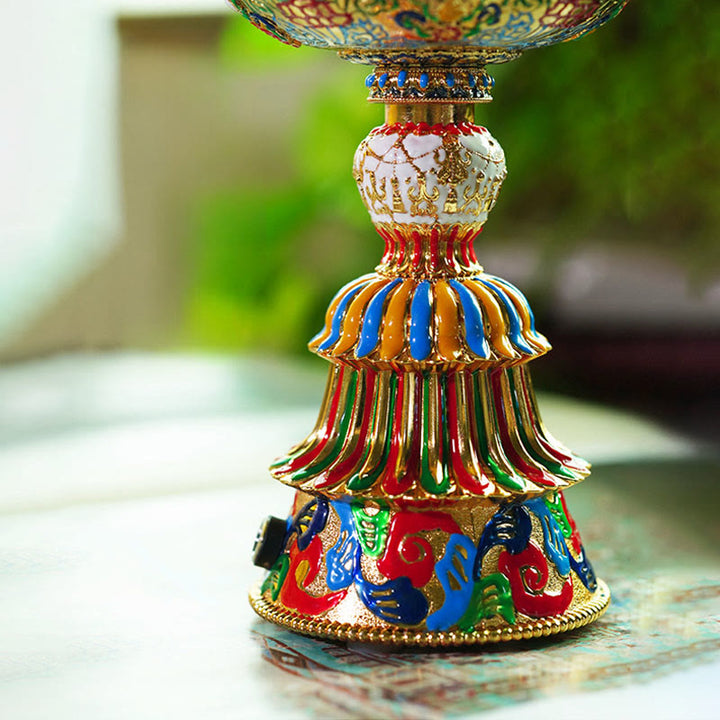 Buddha Stones Base de cristal Lotus Liuli con ocho símbolos auspiciosos para la iluminación y la decoración del hogar. - image 37